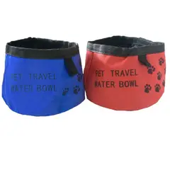 SOLEPET - Recipiente Para Mascotas Plegable Huellitas X2Und Color Azul-Rojo