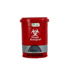 PINTO - Papelera Pedal Redonda 12lt Marcada Rojo