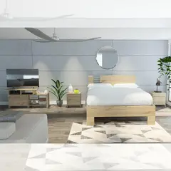 RTA DESIGN - Combo Cama Doble + 2 Mesas de Noche + Mesa para Tv Duna