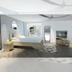 RTA DESIGN - Combo Cama Doble + 2 Mesas de Noche + Mesa para TV Duna