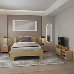 RTA DESIGN - Combo Cama Doble + 2 Mesas de Noche + Mesa para Tv Duna