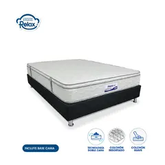 MUEBLES Y COLCHONES RELAX - Combo Colchón Doble 140x190cm Resortado Dinasty Suprem + Base Cama Completa