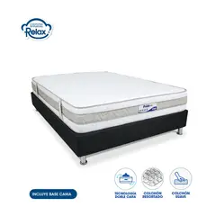 MUEBLES Y COLCHONES RELAX - Combo Colchón Doble 140X190Cm Resortado Pride Suprem + Base Cama Completa