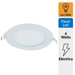 DAIRU - Panel LED Empotrado Redondo 330 Lúmenes 6w Luz Cálida Certificado