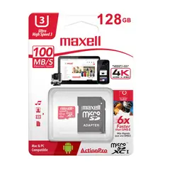 MAXELL - Tarjeta Micro SD 128 GB U3 Action Prouhs 3 Class 10