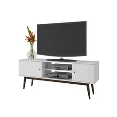 BRV MOVEIS - Rack Rack para TV 50 Pulgadas Wood 2 Puertas 150x38x58,5 Blanco