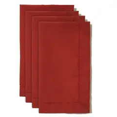 JUST HOME COLLECTION - Servilleta Roja X4 Dobladillo De Ojo