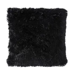 BANZAY - Cojín Decorativo Peludo Negro