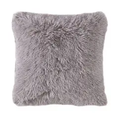 BANZAY - Cojín Decorativo Peludo Gris