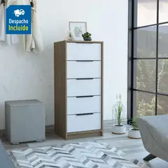 RTA DESIGN - Cómoda Kaia 5 Cajones 107x45x41.3 Miel Blanco