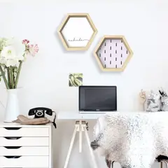 AREAS - Repisa Hexágono 35x31cm Pinos Rosado
