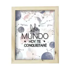 AREAS - Cuadro Caja Pino 22X27cm Hola Mundo