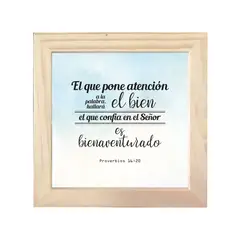 AREAS - Cuadro Frase Bíblica 18X18cm Proverbios 16:20