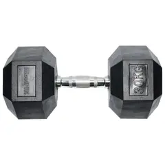 MOVIFIT - Mancuerna Hexagonal Encauchetada de 30 Kilogramos