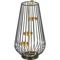 JUST HOME COLLECTION - Portavela Tealight 3 Espacios 26cm Negro Dorado