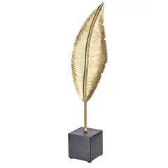 JUST HOME COLLECTION - Figura Poliresina Decorativa Pluma Dorado 60cm