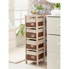 undefined - Cajonero Gabinete 4 Canastos 77x25x25 cm Natural