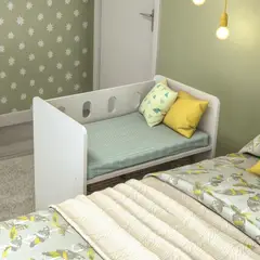 MULTIMOVEIS - Cuna Mini Convertible + Colchón 68x45x71 Blanco