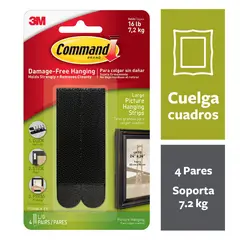 COMMAND - Tiras Para Colgar Cuadros, Grandes, Negras X 4 Unidades