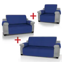 ENERGY PLUS - Combo 3 Cubre Sofás Azul 1Pt + 2Pt + 3Pt