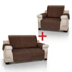 ENERGY PLUS - Combo Café Protector Sofá 1Pt + 2 Cubre Sofá 2Pt