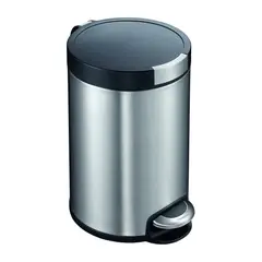 ACCESORIOS Y ACABADOS - Caneca Acero Inoxidable 8L Plateado Con Pedar Tapa Negra