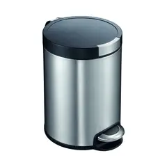 ACCESORIOS Y ACABADOS - Caneca Acero Inoxidable 5L Plateado Con Pedar Tapa Negra