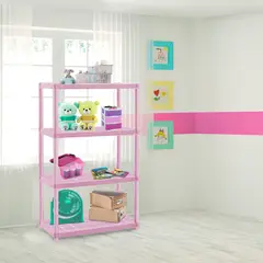 RIMAX - Estanteria Solida 12 Pulgadas 4 Niveles 30,1x128,9x60,6 cm Rosado