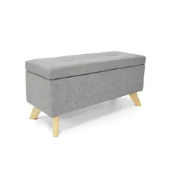 HOGAR VENECIA - Puff Baúl Verona Tela 100x40x47 Gris