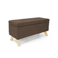 HOGAR VENECIA - Puff Baúl Verona Tela 100x40x47 Chocolate