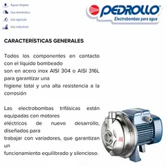 PEDROLLO - Electrobomba Centrifuga 1hp 220v 1f Acero Inoxidable 304