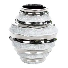 MARRES - Florero Ceramica Ondas Guinea 15.5 X 13.5 Cm Plata