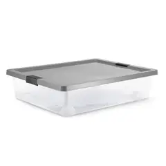 ESTRA - Caja Organizadora Broches Y Ruedas Bajo Cama 28 Litros Gris