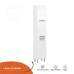 BERTOLINI - Mueble Alacena En Acero 188X35X28 3 Puertas 5 Entrepaños Blanco