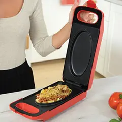 TVNOVEDADES - Express Cooker Rojo con Sistema Antiadherente en sus 2 Placas.