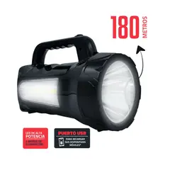 DAIRU - Linterna Recargable Profesional 600 Lumens 180 Metros De Alcance 9W Puerto Usb