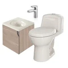 CORONA - Combo Smart: Sanitario Smart Redondo Bone + Mueble Eclipse 45 Cm + Grifería Cascade Monocontrol