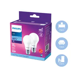 PHILIPS - Set de 2 Bombillo Led 1310 Lúmenes 14w Luz Fría Certificado