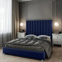 EKONOMODO COLOMBIA - Combo Natura Cabecero + Base Cama Queen Azul Petróleo