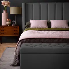 EKONOMODO COLOMBIA - Combo Julieta Queen Cabecero + Base Cama + Puff Baúl Gris Plomo