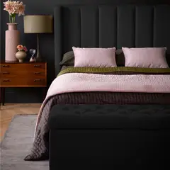EKONOMODO COLOMBIA - Combo Julieta Queen Cabecero + Base Cama + Puff Baúl Negro