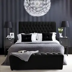 EKONOMODO COLOMBIA - Combo Paris Doble Cabecero + Base Cama + Puff Baúl Negro