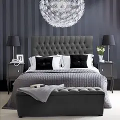 EKONOMODO COLOMBIA - Combo Paris Doble Cabecero + Base Cama + Puff Baúl Gris Plomo