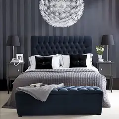 EKONOMODO COLOMBIA - Combo Paris Doble Cabecero + Base Cama + Puff Baúl Azul