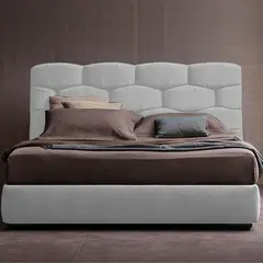 EKM DESIGN - Combo Esmeralda Cabecero + Base Cama Queen Gris Perla