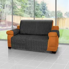 ENERGY PLUS - Forro Protector de Sofá Reversible Negro 2 Puestos