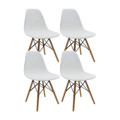 OR DESIGN - Combo x4 Sillas Eames para Comedor/Sala Blanco