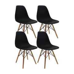 OR DESIGN - Combo x4 Sillas Eames para Comedor/Sala Negro