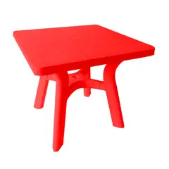 EKM DESIGN - Mesa Auxiliar Cuadrada Plástica 80x80x70.5 Roja