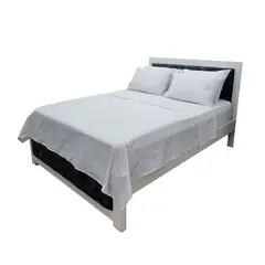 HOGARETO - Juego De Sábanas Cama Semidoble 180 Hilos Blanco
